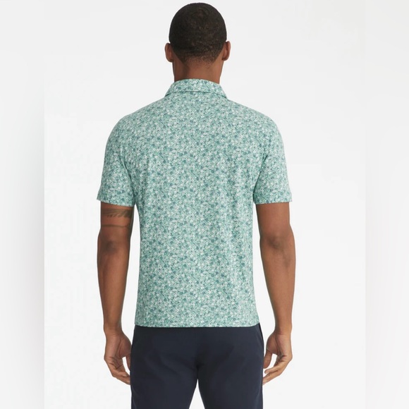 UNTUCKit Polo Shirt 100% Pima Cotton Short Sleeve Green Floral Print, size L - Picture 3 of 10
